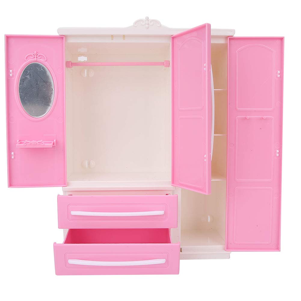 Generic Armadio per Casa delle Bambole in Plastica Armadio per Casa delle Bambole a 3 ante Non Tossico Mobili per per Accessori per delle Sicuro Ed Ecologico