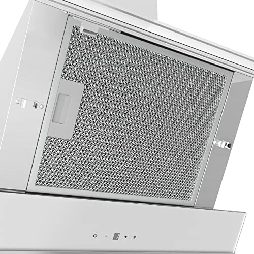 CIARRA CBCW6736N A++ Kopffreihaube 60cm 650m³/h Touch Control Kopffreie Schräghaube Dunstabzugshaube mit CBCF003 Aktivkohlefilter Abluft Umluft 4 Leistungsstufen Edelstahl Glas, Wandmontage, Weiß – Bild 7