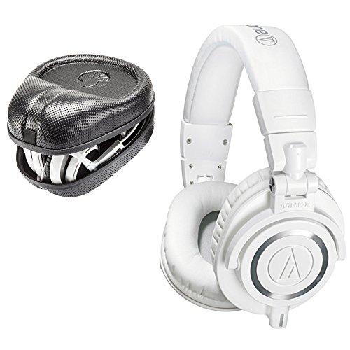 Audio-Technica ATH-M50x プロフェッショナルモニターヘッドホン + Slappa フルサイズ HardBody PRO ヘッドホンケース (SL-HP-07) (ホワイト)