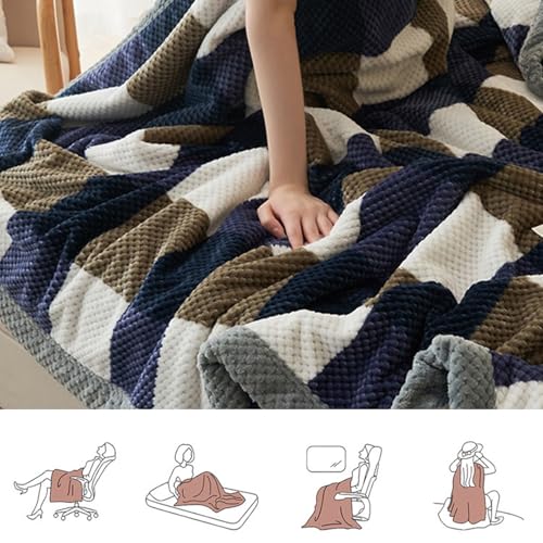 Couverture de sieste de bureau à rayures et pois format King Double