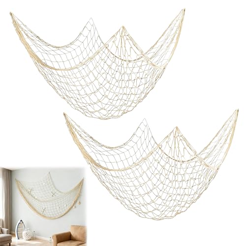 Filet de Pêche Décoratif 100 x 200 cm, Filet en Maille de Haute Qualité pour Décoration Murale Maritime, Mariages, Photographie et Événements Intérieurs...