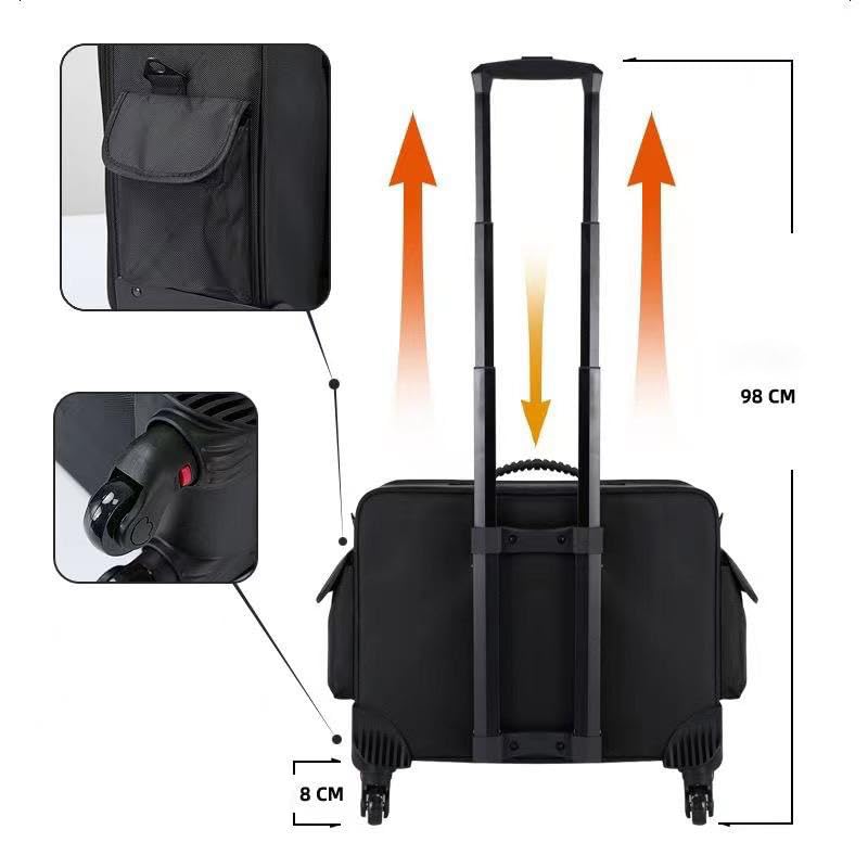 Image of Professional Train Case Hardside Vanity Jumbo Makeup Artist Rolling Trolley Beauty Makeup Cosmetic Trolley Hairstylist Travel Organizer Bag - 360 Wheels - Expendable Handle (8516 /XXXL /Trolley)