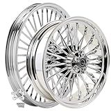 TOFR 21x2.15 18x5.5 Front Rear Wheels Rims 36 Big Fat Spoke For Harley FXSTD Softail Deuce 2000-2007 2001 2002 2003 2004 2005 2006 / 21inch + 18inch Chrome