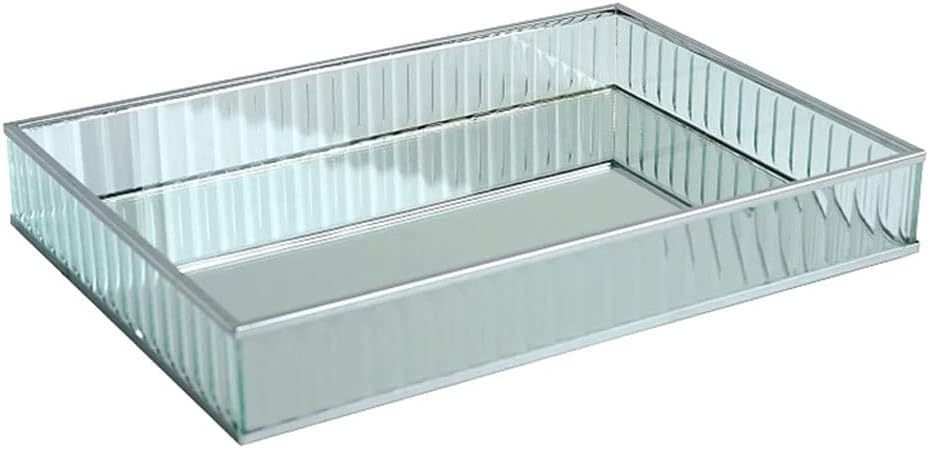 FMURY Multifunctional Glass Tray Silver Metal Rim Wine Tray Storage Tray Cake Tools Home Decoration