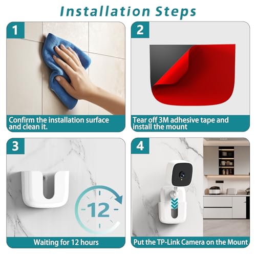Image of Adhesive Tapo Camera Mount,Fit for Tapo Link Indoor Security Camera C100 /C110 ,No Drilling Mount Holder,No Damage to Surface Mounting Bracket (Tapo Link Cameras is Not Included) White,2Pack