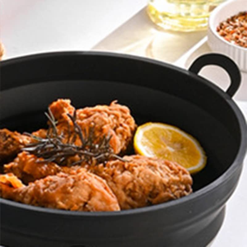 8.5 Inch Air Fryer Basket,2-Pack Silicone Air Fryer Liner, Reusable Air Fryer Pot Air Fryer Inserts for Oven Microwave Accessories, No Need to Clean the Air Fryer(Black), silicone air fryer liner