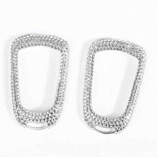 M.jvisun Handmade Car Key Fob Cover For Cadillac Ats Ats-L Ats-V Ct6 Cts Cts-V Escalade Srx Xt4 Xt5 Xts Remote Key, Diamond Bling Crystals Aluminum Key Protector Case Cover - Silver #TOP2