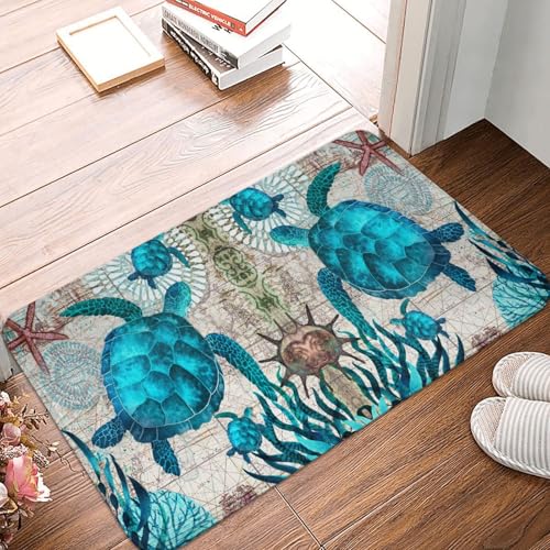 Tapete decorativo tortuga marina 60x90 cm para baño miniatura 1