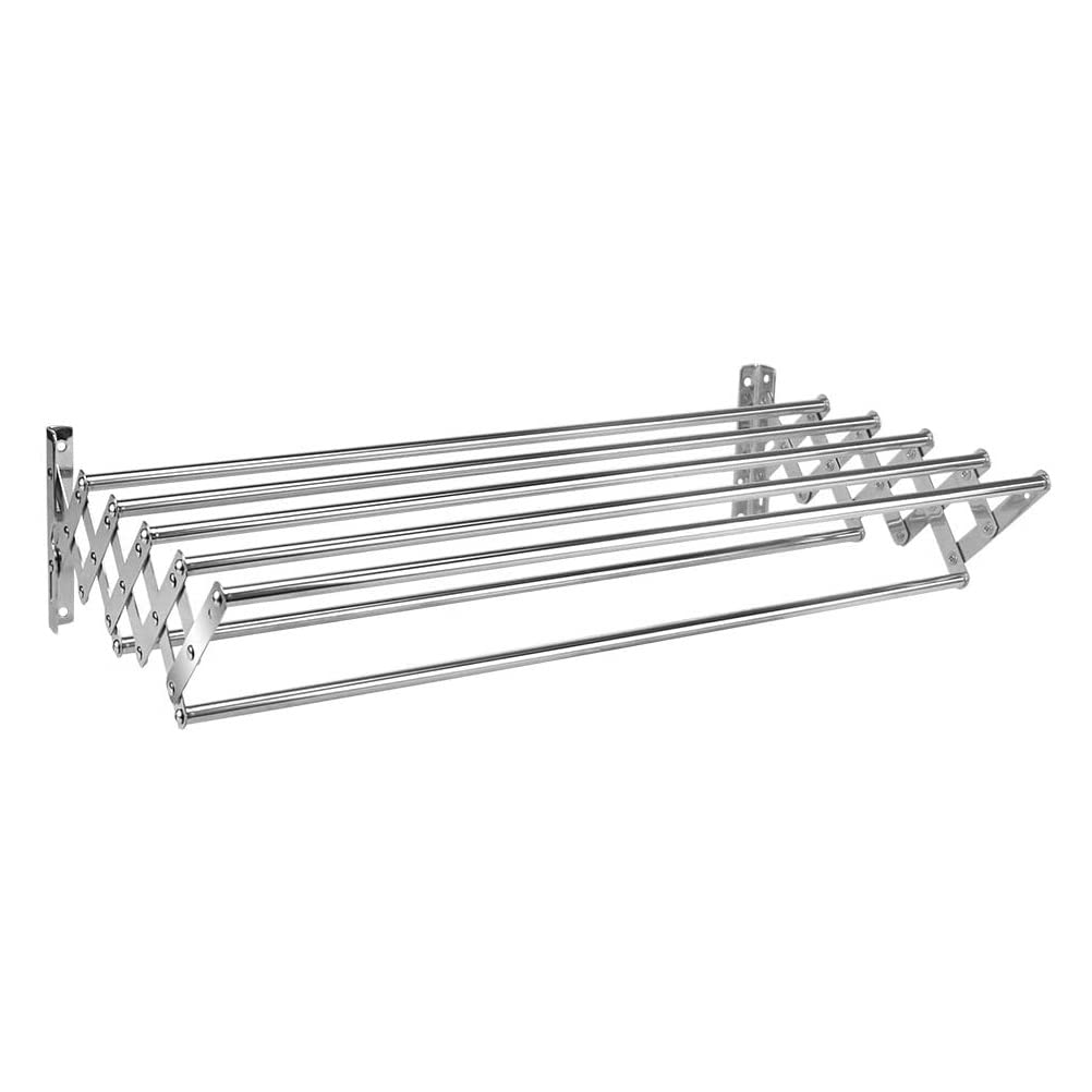 CHICTI Stainless Steel Space-Saving Towel Rack Accordian Wall Hanger Hanging 220 Lb Drying Capacity Fully Assembled Compact Sturdy