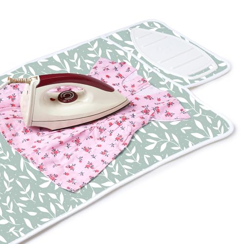 Image of Encasa XO Ironing Mat, 3mm Felt Padding, Silicone Iron Rest Green