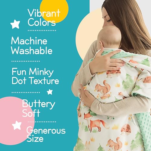 Image of Honey Lemonade - Premium Soft Plush Lightweight Minky Dot Toddler Baby Blanket for Newborn 30 inchx40 inch - Soft Baby Blanket for Boys and Girls - (Forest Friends Green) Unisex