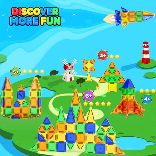 Image of Mini Magnetic Tiles Travel Set with Case 42pcs, Mini Magnetic Blocks | Bonus Sudoku Play, Number & Animal Stickers, Portable Travel Toys for Kid, STEM Educational Sensory Toys, Classroom Must Have