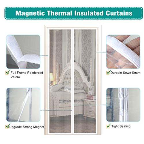 Magnetic Insulated Door Fit Doors Up to 36"x82", IKSTAR EVA Thermal Door Cover for Kitchen, Bedroom, Exterior/Interior/Doors with Draft Stopper, Kids/Pets Walk Through Free and Hands Free Closure - Thumbnail 2