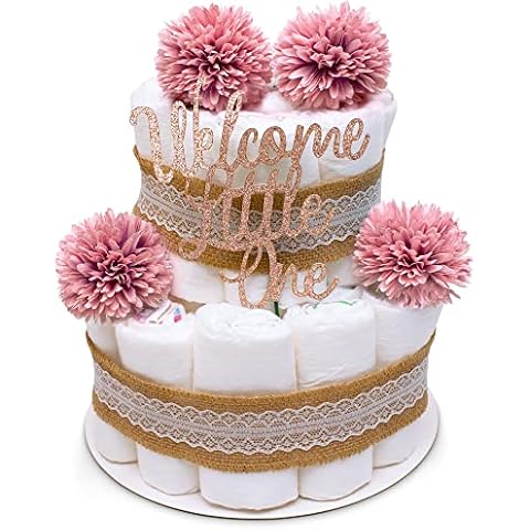 MilaBoo® Vintage Windeltorte Mädchen I Premium Windeltorte im Boho Stil I Geschenk zur Geburt oder Taufe Cover
