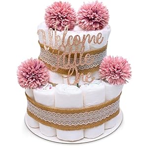 MilaBoo Vintage Boho Windeltorte Rosa, 2-Stöckig