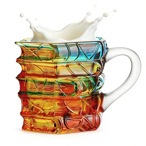 Tazza da caffè a tema libri | Nuove decorazioni per la tavola per bevande con design in vetro colorato 3D - tazze per gli amanti dei libri - per le donne uomini casa cucina ufficio bar