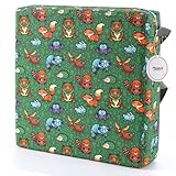 Zicac Sitzerhöhung Stuhl Kind Tragbar Cartoon Stuhlerhöhung Kind, Abnehmbar Waschbar Sitzkissen Kinder Stuhl mit 2 Anti-Rutsch-Schnalle für Essen Klavier spielen Ausflug Picknick Reisen(Mattgrün)