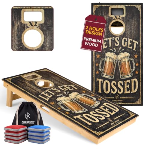 Image of Solid Wood Cornhole Board Set - Natural, 8 Bean Bags | Premium Wooden Boards, 8 All-Weather Bean Bags, Integrated Bean Bag Storage, Foldable Legs