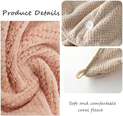 BangShou 3 Pack Microfiber Hair Towel Wrap, Quick Dry Twist Turban, Magic Super Absorbent Drying Hair Caps for Women