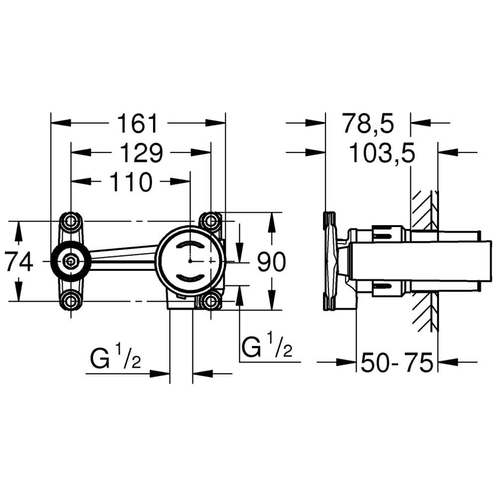 GROHE - Cuerpo empotrado para mezclador Joystick de 1/2" (para monomandos murales)