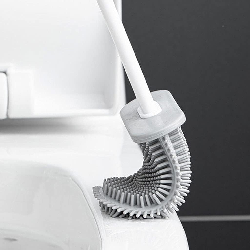Toilet Brush Holder Wall-mounted Silicone Toilet Brush with Stand Simple Design Toilet Brush Household Bathroom Crevice Brush Cleaning Kit Toilet Brush Toilet Brush Holders
