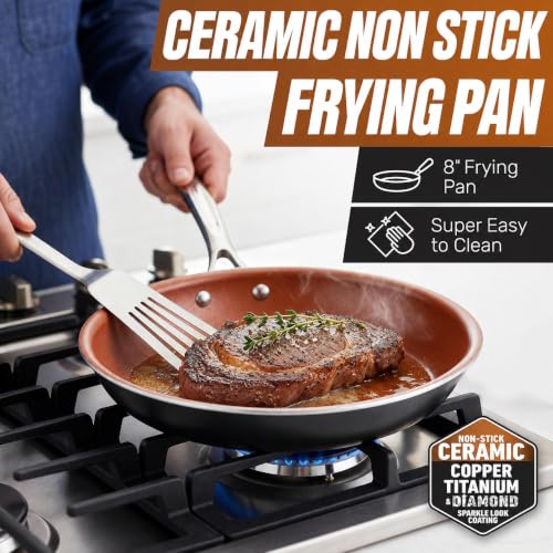 Image of GOTHAM STEEL 8 Inch Copper Non Stick Frying Pans Skillet