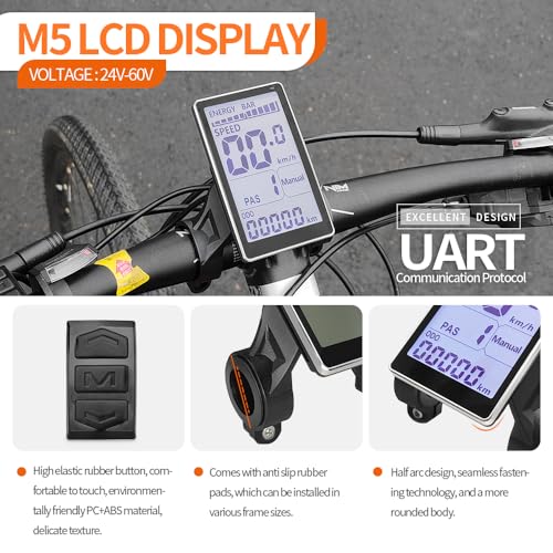 HUDAMZKY Electric Bicycle LCD Display Instrument M5 Compatible with 24V 36V 48V 60V Voltage, Electric Mountain Bike Scooter Accessories (M5-SM Plug) by HUDAMZKY - Image 5