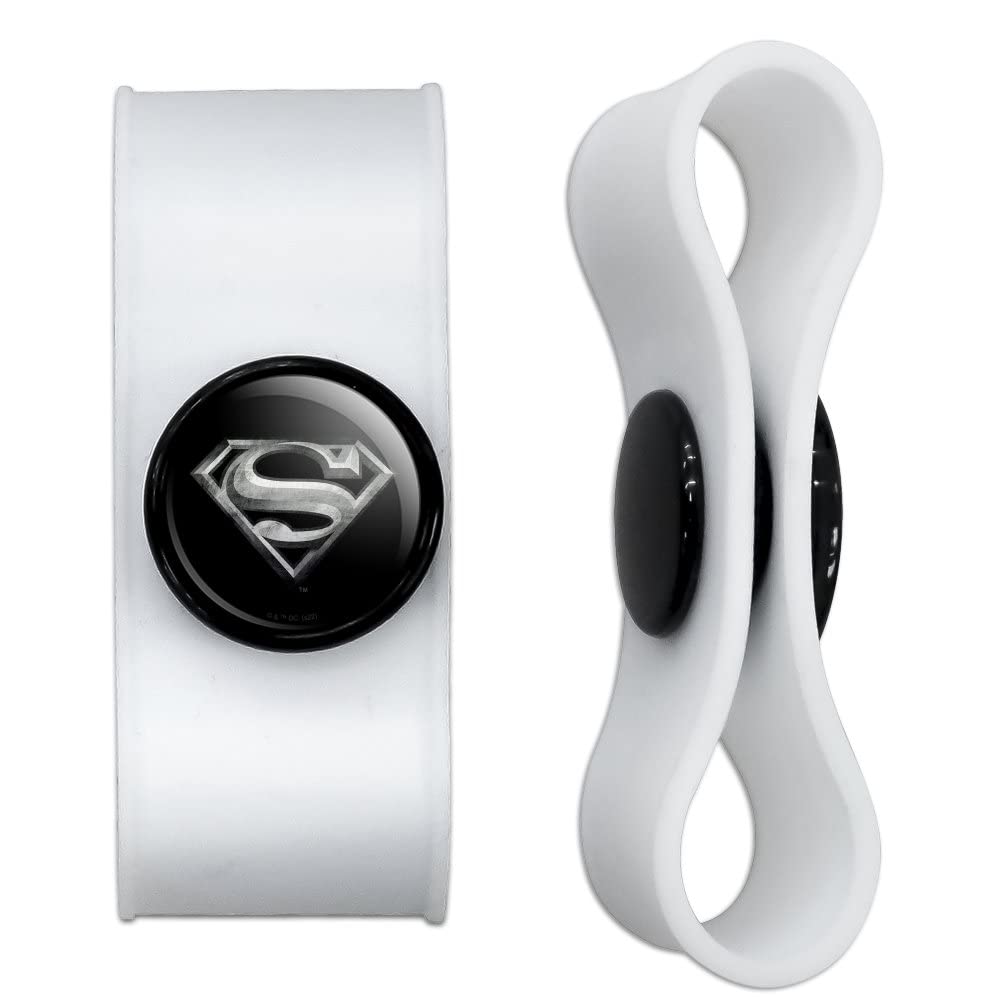 GRAPHICS & MORE Superman Steel Logo Headphone Earbud Cord Wrap - Charging Cable Manager - Wire Organizer Set of 2 - White