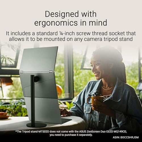 Image of ASUS ZenScreen Duo OLED 360 Foldable Portable Monitor (MQ149CD) - Dual 14-inch, 16:10, 1920x1200, DisplayHDR400 True Black, 100% DCI-P3, Delta<2, Dual USB-C, Mini-HDMI, Kickstand, 3 yr Warranty