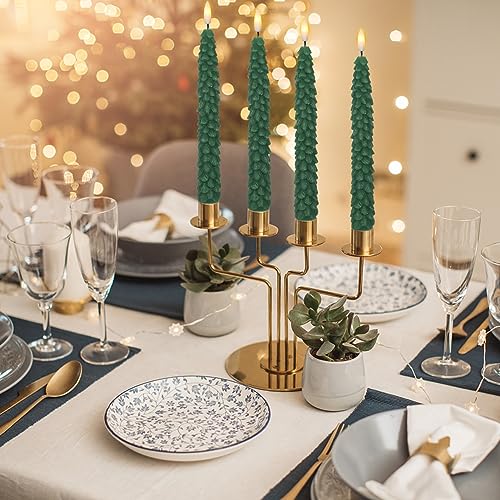 Image of GenSwin Christmas Tree Flameless Taper Candles candlesticks Remote Timer | Christmas Tree Candlesticks,Battery Operated Led Candle, Christmas Home Decoration,Green, 4 Pack, 0.78 inch x 9.8 inch