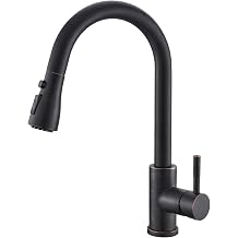 GIMILI Oil Rubbed Bronze Kitchen Faucet with Pull Down Sprayer Single Hole Kitchen Sink Faucet Suitable for Farmhouses RV Laundry Room Outdoor and Campers