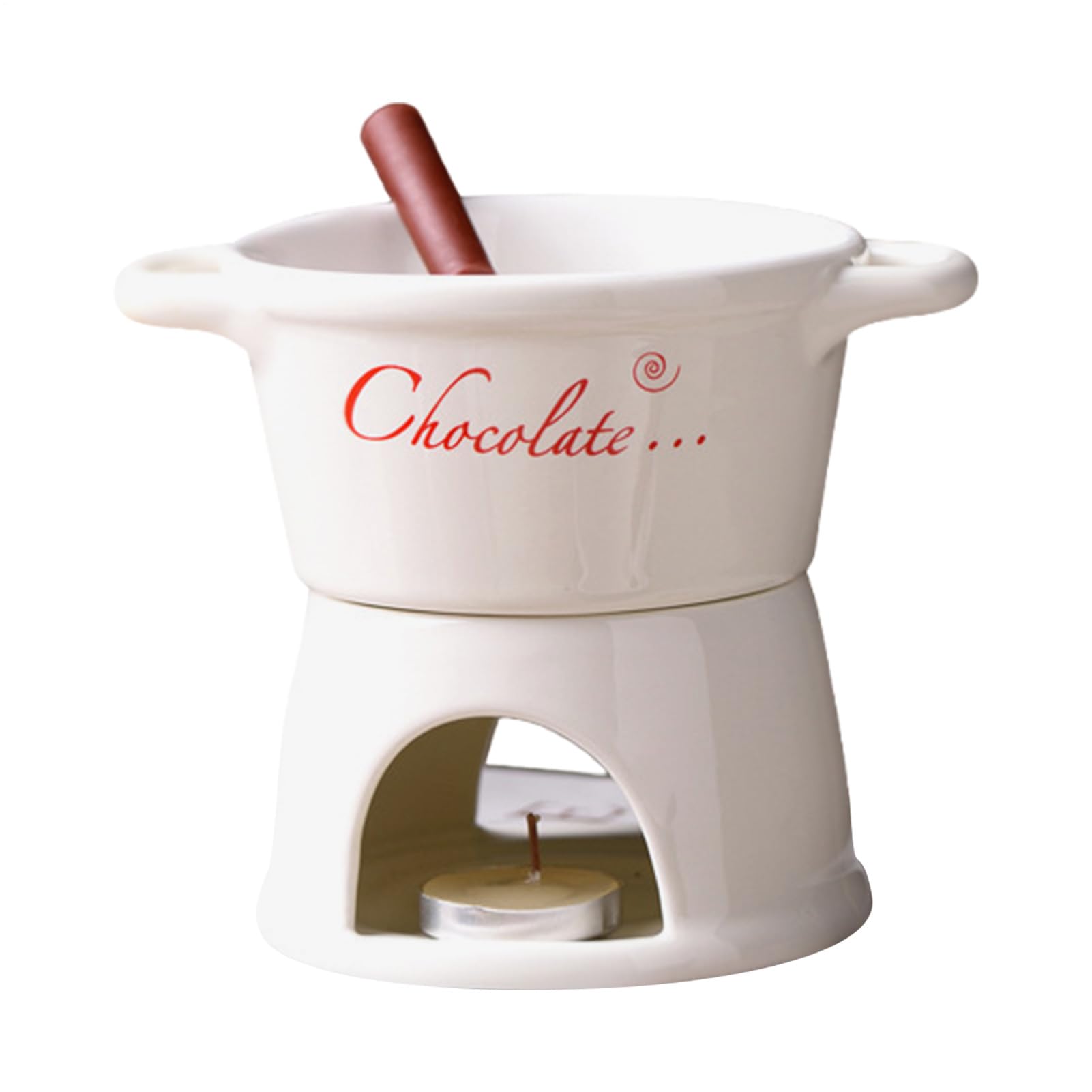 Kubek do czekoladowego fondue 330 ml, zestaw garnków do topienia czekolady z widelcem, zestaw ceramicznych kubków do fondue, przenośny podgrzewacz deserowy do karmelu, sera, masła, sosów, cukierków