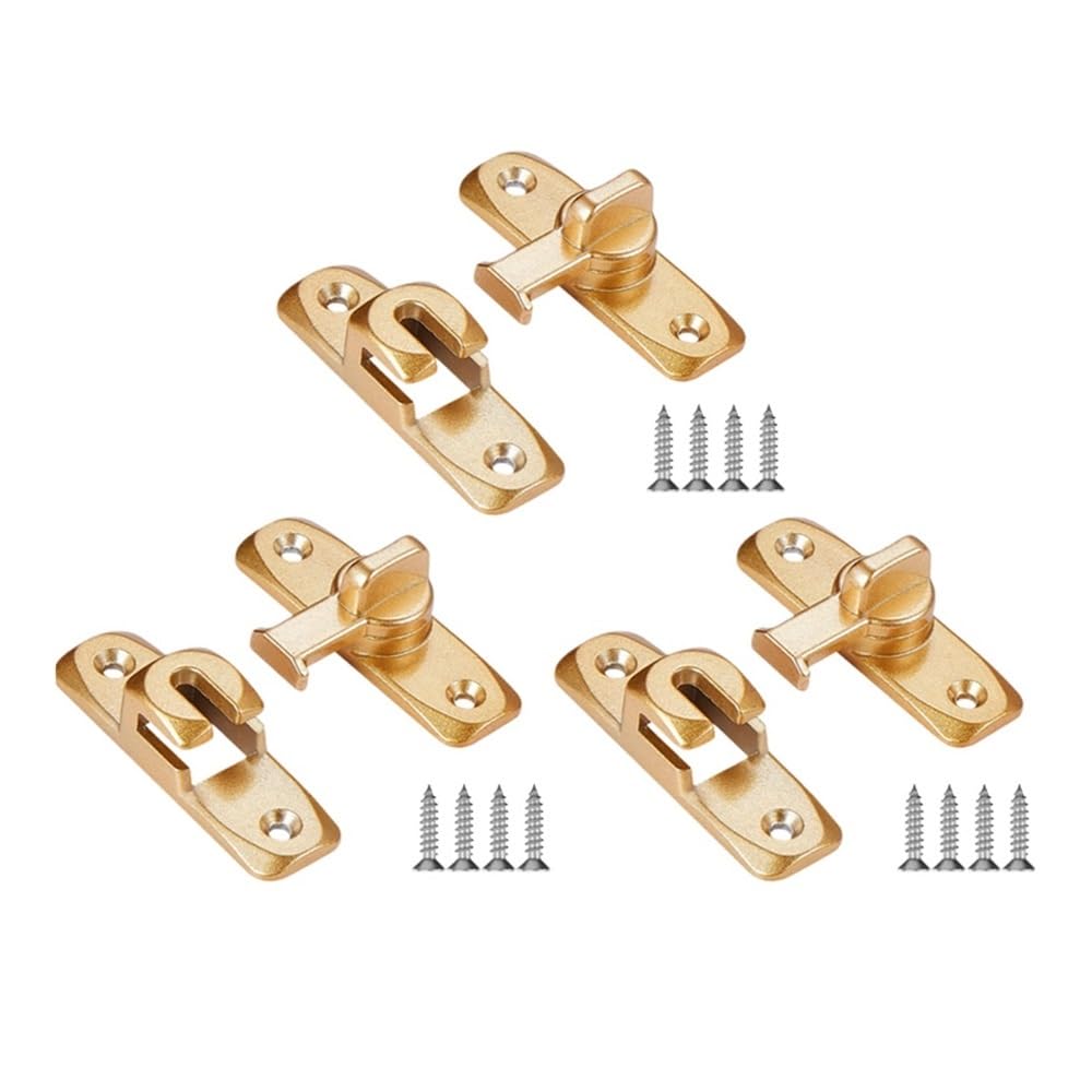 3Pcs Flip Door Latches,Aluminum 180 Degree Rotating Door Bolt,Thick Anti Rust Privacy Lock