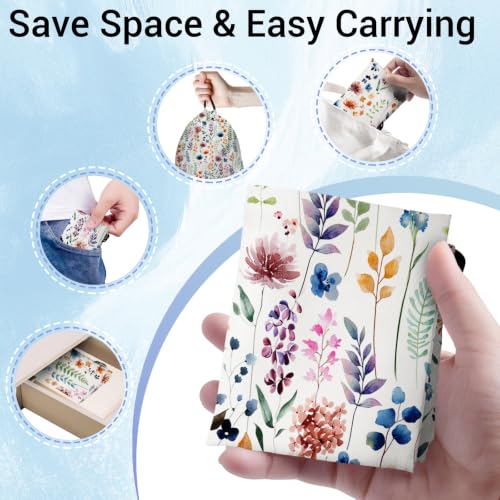 Image of Drawstring Bag Blossom Leaf Waterproof Storage Pouch Bags for Hiking Picnic