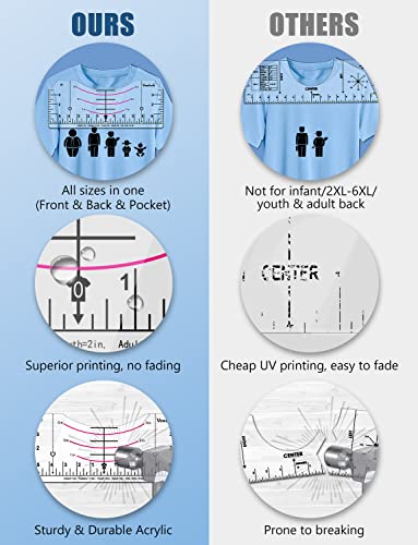 Upgraded Acrylic Tshirt Ruler For Heat Press, T-Shirt Measure Ruler Guide Making Center Graphic Vinyl Embroidery Tee Shirt Rulers Alignment Tool Placement Sublimation Blanks Product Accessories #TOP4