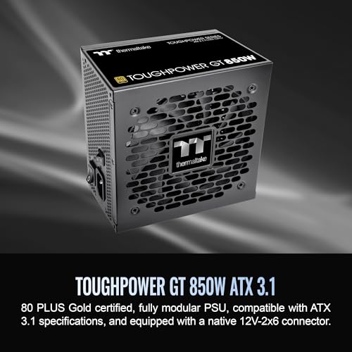 Image of Thermaltake Toughpower GT 850W ATX 3.1 Standard Power Supply; 80 Plus Gold Efficiency; Smart Zero Fan; Native 450W PCIe 5.1 Connector; PS-TPT-0850FNFAGU-3; 5 Year Warranty