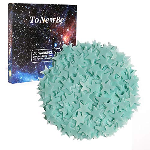 Brighter 200 PCS 3D Glowing Starsï¼Œ Glowing Stars for Ceiling and Wall Decals, Glow in The Dark Stars for Boys,Contain 200 Glowing Stars and 300 adhesives Stickers(Blue)