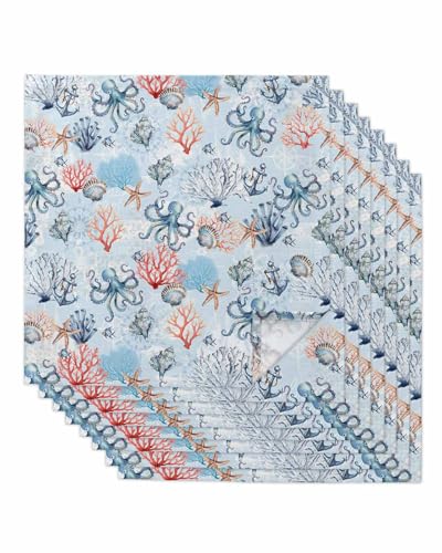 Servilletas de tela 20x20 cm, azul, pack de 8 miniatura 1