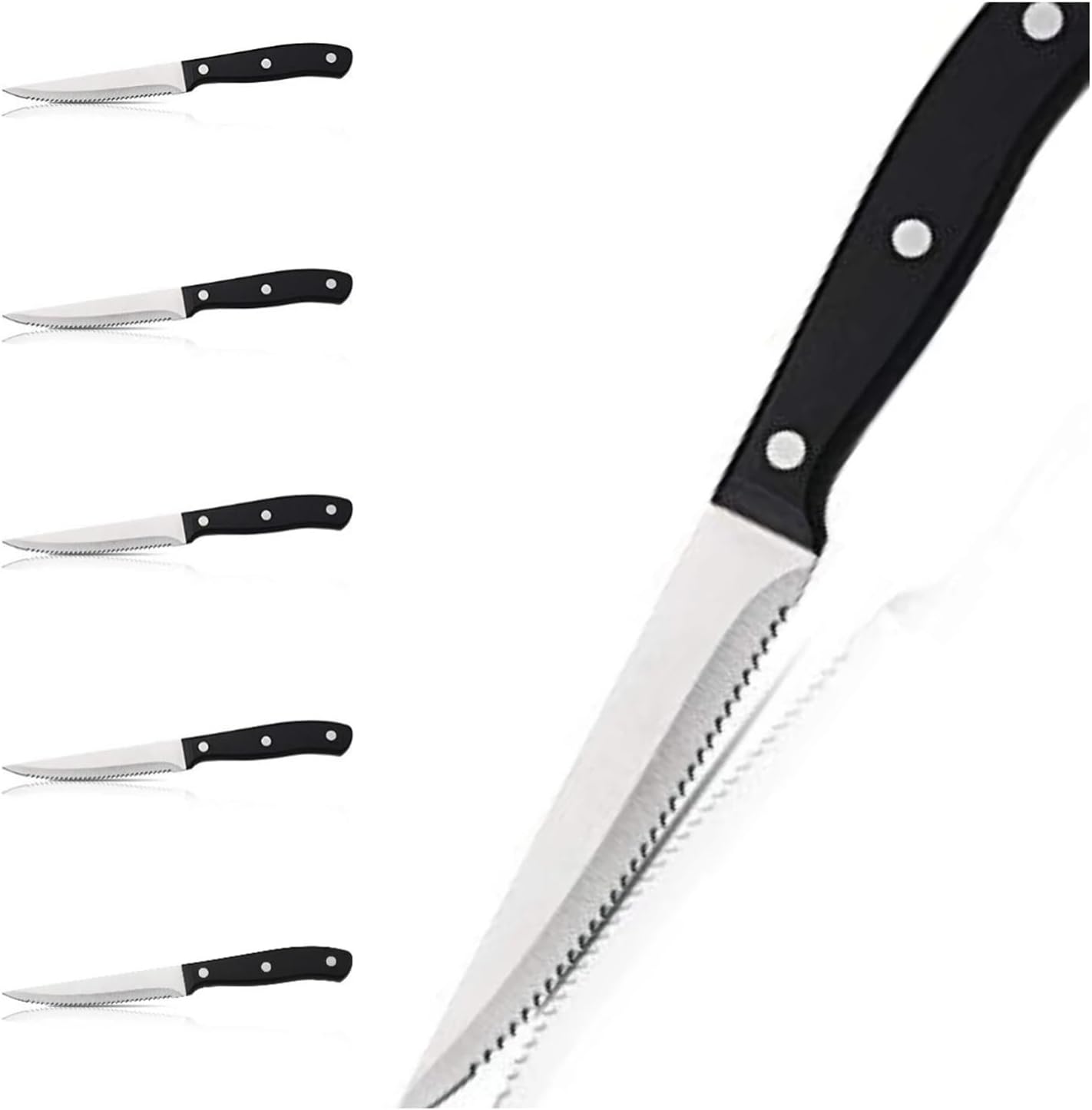 Fit for Stainless Steel Steak Knife Set - Serrated Blade Cutlery for Effortless Meat and Bread Cutting(6 Pcs Steak Knife)