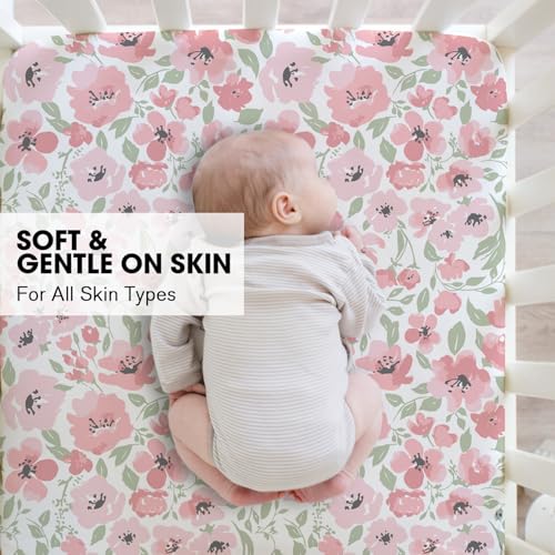 Image of Little Grape Land Crib Sheets for Girls 2pk Baby Crib Fitted Sheet for Standard Size Crib and Toddler Mattress Super Soft Baby Sheet