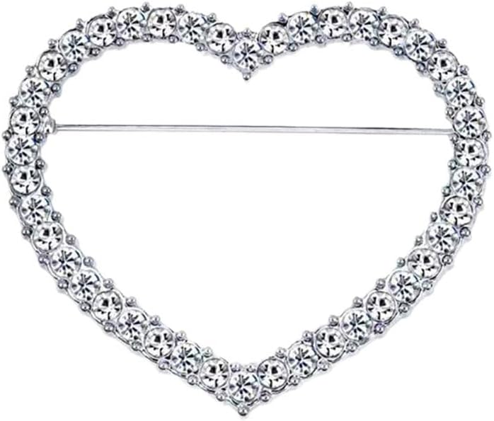 Crystal Love Heart Brooch Pin Valentine's Day Gift Pin Women Girls Hollow Heart Lapel Pin Badge for Mother's Day Gift image 2