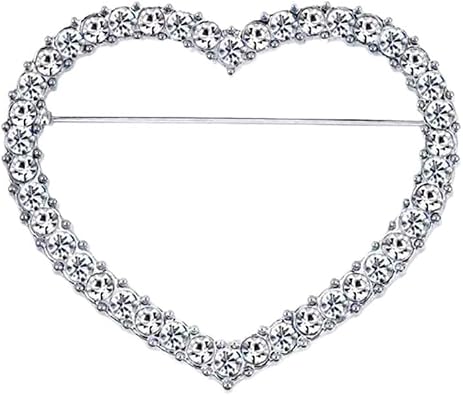 Crystal Love Heart Brooch Pin Valentines Day Gift Pin Women Girls Hollow Heart Lapel Pin Badge for Mothers Day Gift