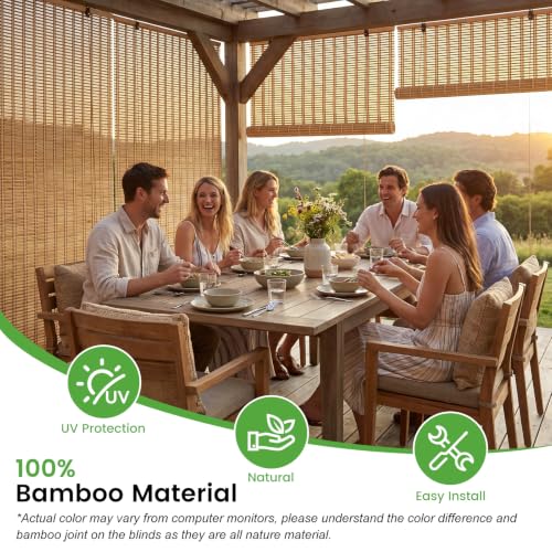 Image of BAYUE Bamboo Blinds, Roll Up Window Shades with Light Filtering for Home