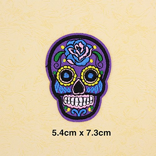 Segolike 8 Pieces Sugar Skull Iron On/Sew Cloth Patch Badge Mexico Day of The Dead Appliques