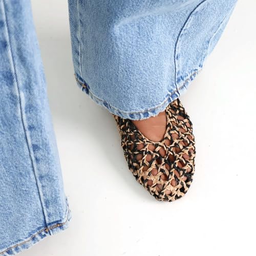 Mesh Mary Jane Flats for Women Woven Ballet Flats Slip on Round Toe Comfy Adjustable Buckle Strap Dressy Casual Ballerina Shoes2