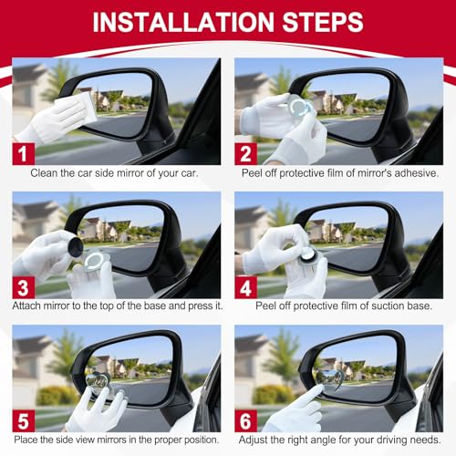 Image of LivTee Blind Spot Mirrors, Heart Shaped HD Glass Frameless Convex Rear View Mirrors, Wide Angle Adjustable Stick for Side Mirror, Automotive Exterior Accessories for Car, SUV & Trucks, Pack of 2