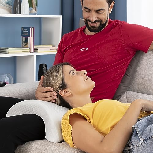 InnovaGoods - Viskoelastisches Nackenkissen für Paare, Ergonomisches Design für Entspannung zu Zweit, Memory-Schaum für Druckentlastung, Abnehmbarer Bezug, Weiß, 36 x 12,5 x 30,5 cm, Memory-Schaum