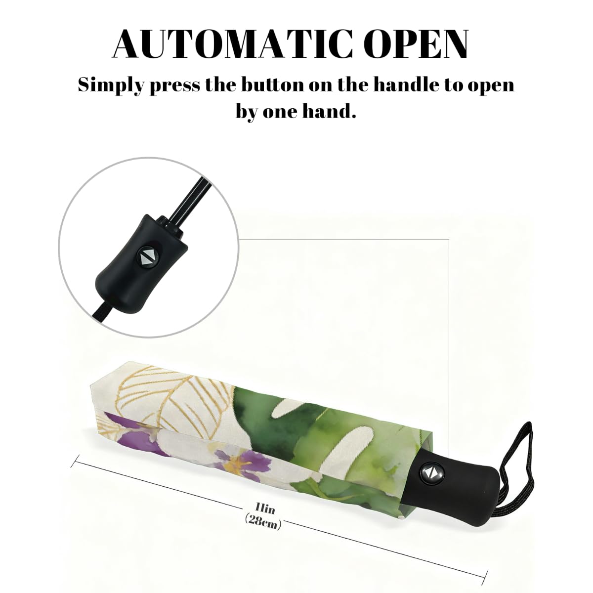 Ombrello estivo con colibrì ibisco, ombrello da viaggio, compatto, antivento, impermeabile, con protezione UV, rivestimento nero, leggero, 8 costole, portatile, per pioggia e sole