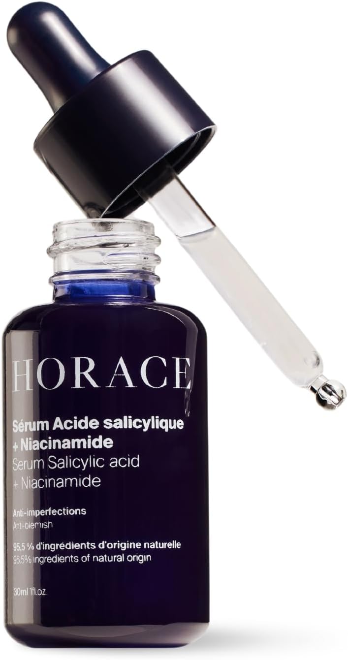 HORACE Salicylic Acid + Niacinamide Face Serum for Men – Anti-Blemish Treatment for Pore Tightening, Smoother Skin, and Redness Reduction – Vegan Skin Care for All Skin Types – Unscented, 30ml
