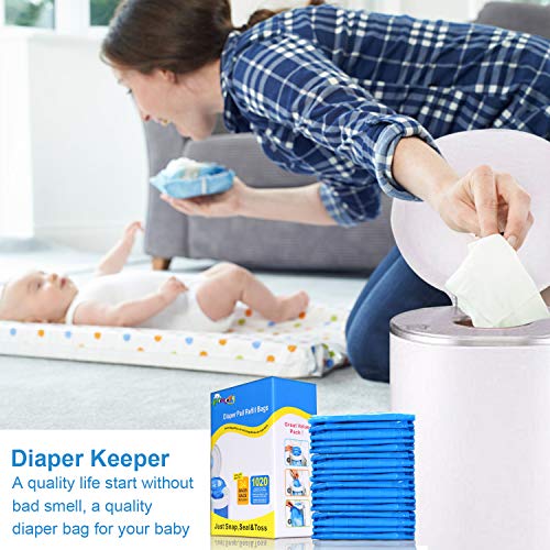 HOMOFY Diaper Pail Refill Bags 34 Bags Holds Up to 1020 Diapers Fully Compatible with Arm&Hammer Disposal System Seal and Toss Diaper Pail Refills